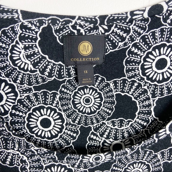 JM Collection Black & White Plus Size 1X Blouse Top - Picture 2 of 4